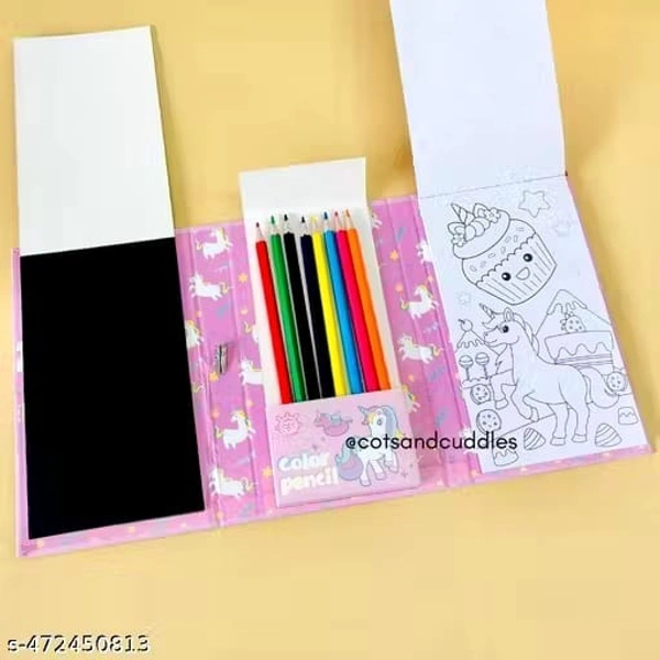 COLOURING SCRATCH BOOK WITH COLOUR PENCIL