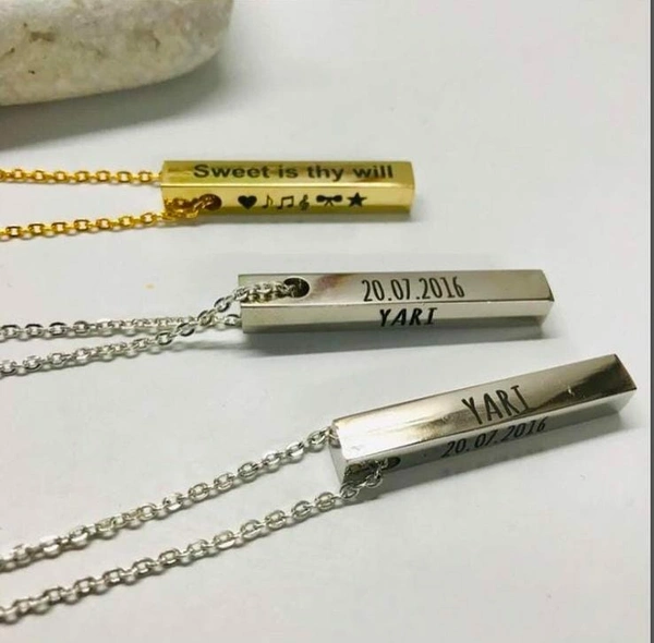 Personalized Square Bar Name Necklace - free size  (delivery charge 80)