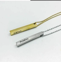 Personalized Square Bar Name Necklace - two side