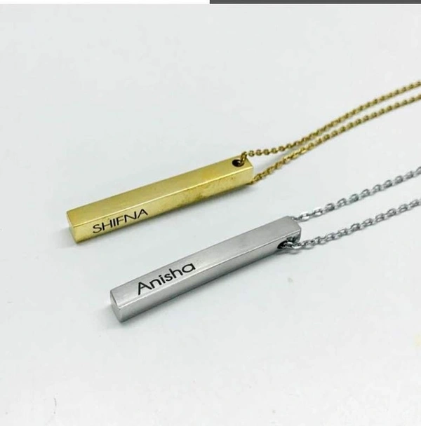 Personalized Square Bar Name Necklace - two side