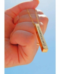 Personalized Square Bar Name Necklace - two side