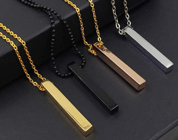 Personalized Square Bar Name Necklace - two side