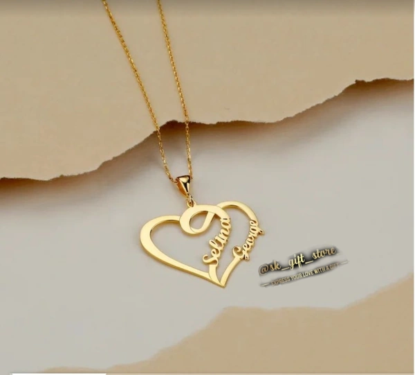 Couples Heart Name Necklace (With customized Name) - 