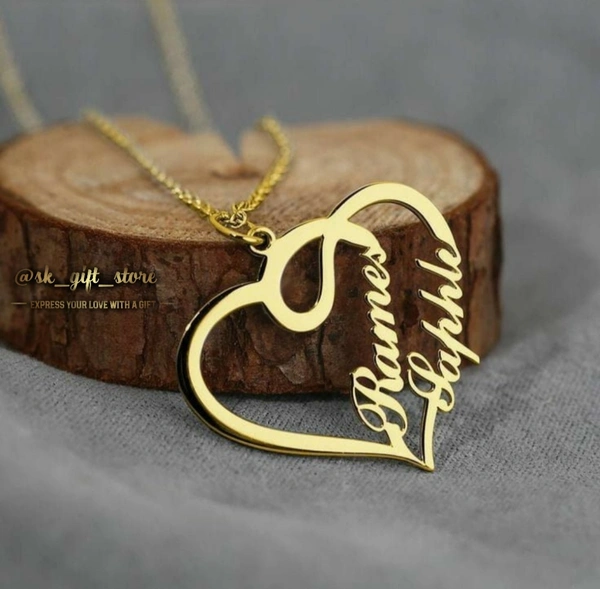 Couples Heart Name Necklace (With customized Name) - 