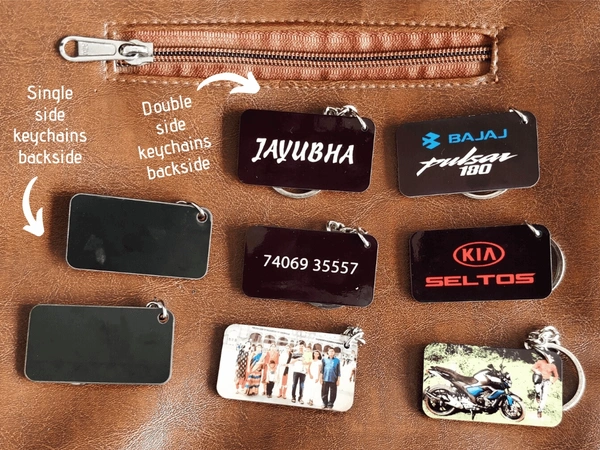 Mini Wooden Number Plate Keychain (M6)