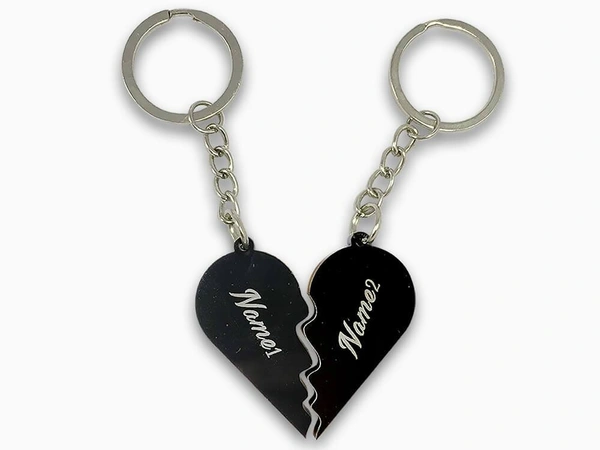 Engraved Keychain - Split Heart