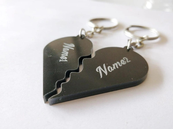 Engraved Keychain - Split Heart