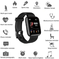 [New Edition 2021] D-116 Plus Smart Watch  -  black,dark blue,  purple, red, null