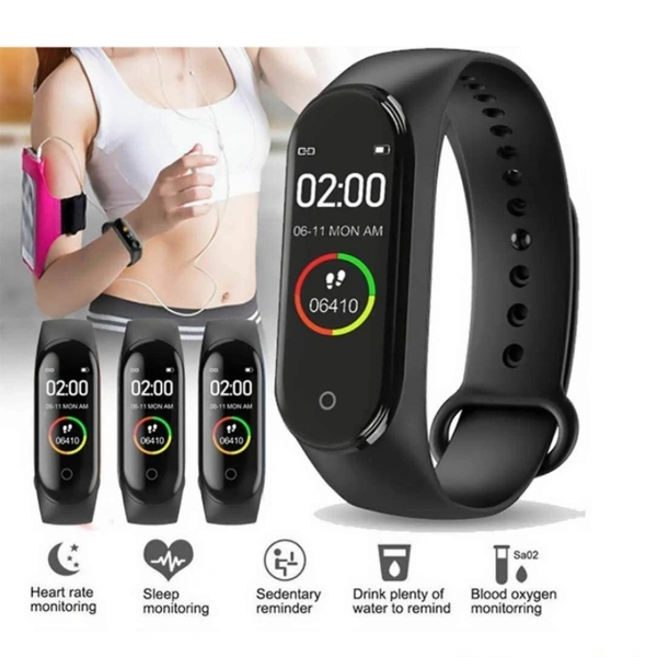 Sketchfab Bluetooth Fitness Plastic Smart Health Band/Smart Fitness Band with Call Whatsapp Alert Stop Watch Pedometer for Men and Women (Black)