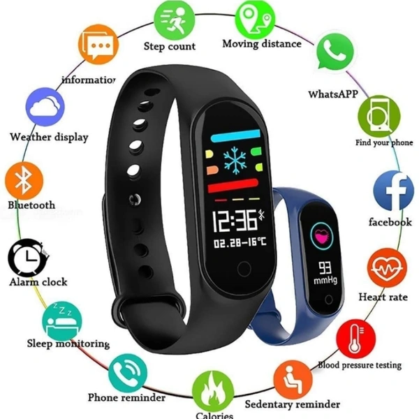 Sketchfab Bluetooth Fitness Plastic Smart Health Band/Smart Fitness Band with Call Whatsapp Alert Stop Watch Pedometer for Men and Women (Black)