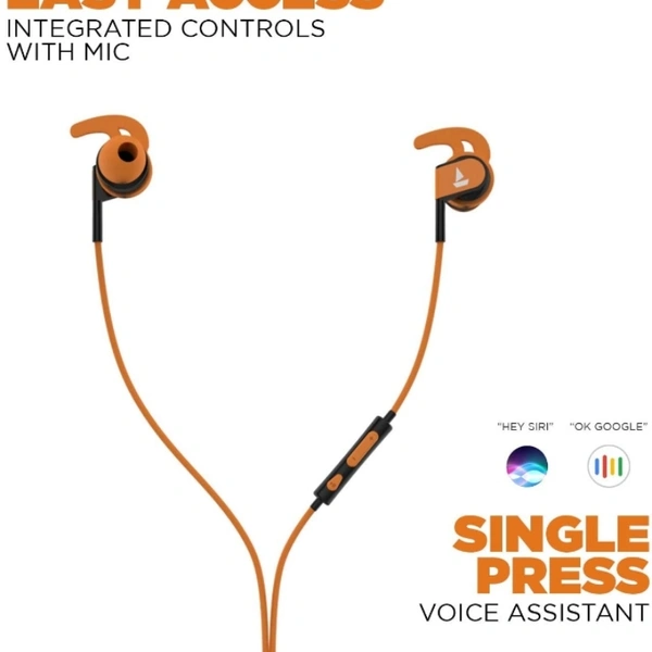 boAt Bassheads 242 in Ear Wired Earphones with Mic(Orange) - orange, null