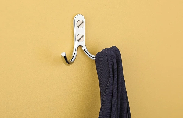MAK HARDWARE  J HOOK Stainless Steel Unbreakable J Type Two Hook Bathroom Hooks Cloth Hanger Wall Hook Door Robe Hooks for Hanging Keys, Clothes Per Piece... - SILVER
