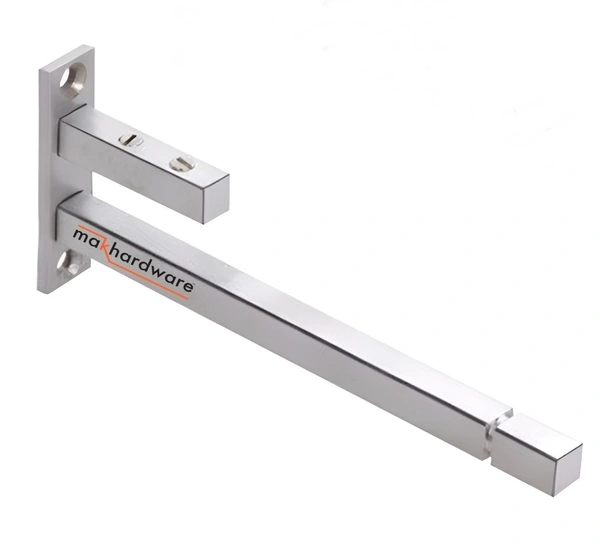 MAK HARDWARE Steel F Type Rectangle Glass Shelf  F Bracket 12 Inches 8 MM Silver - 12 inch. Glass Size 6mm