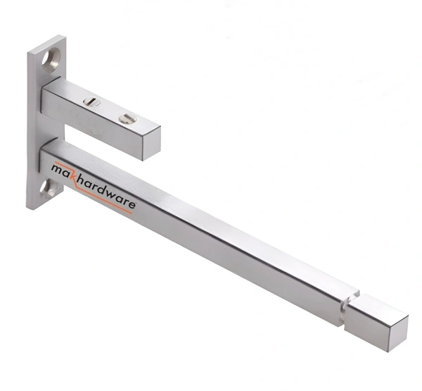 MAK HARDWARE Steel F Type Rectangle Glass Shelf  F Bracket 10 Inches 6 MM Silver - 10 inch. Glass Size 6mm