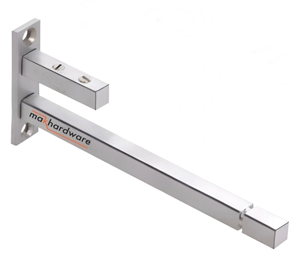 MAK HARDWARE Steel F Type Rectangle Glass Shelf  F Bracket 12 Inches 8 MM Silver - 12 inch. Glass 8mm