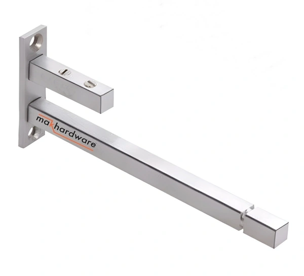 MAK HARDWARE Steel F Type Rectangle Glass Shelf  F Bracket 10 Inches 8 MM Silver - 10inch. Glass 8mm