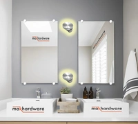 MAK HARDWARE BRASS Glass Half Round Mirror Holder Bracket / Mirror DHABI / Mirror Clips / Mirror Mounting Clips, Mirror Brackets Hardware, Wall Mirror Mounting Brackets, Mirror Glass Clips Clamps Holders Fixed Fitting - 8mm