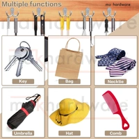 MAK HARDWARE  J HOOK Stainless Steel Unbreakable J Type Two Hook Bathroom Hooks Cloth Hanger Wall Hook Door Robe Hooks for Hanging Keys, Clothes Per Piece... - SILVER