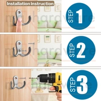 MAK HARDWARE  J HOOK Stainless Steel Unbreakable J Type Two Hook Bathroom Hooks Cloth Hanger Wall Hook Door Robe Hooks for Hanging Keys, Clothes Per Piece... - SILVER