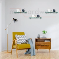 MAK HARDWARE Steel F Type Rectangle Glass Shelf  F Bracket 12 Inches 12 MM Silver - 12 inch. Glass Size 12mm