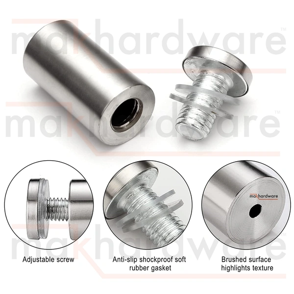 MAK HARDWARE STAINLESS STEEL (25mm Rod Thickness) SPACERS MOUNT STAND OFF BOLTS SCREWS S.S. STUDS FOR GLASS/ACRYLIC SHEETS DESIGNER SHEETS - - 25mm*100mm / 1inch.*4inch.