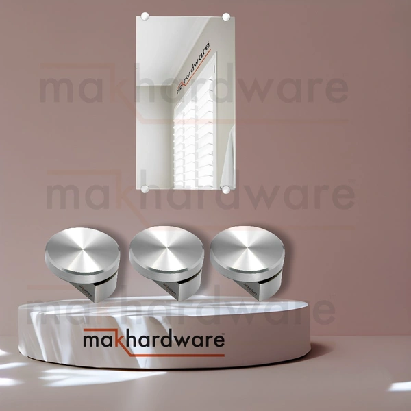 MAK HARDWARE S.S. Glass Half Round Mirror Holder Bracket/ Mirror DHABI - 6mm