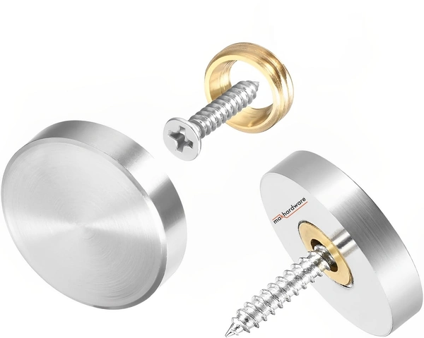 MAK HARDWARE S.S. Round Mirror Cap/Screws Cap Cover/Nails Decorative/Mirror Nail Decorative Cover - 25mm