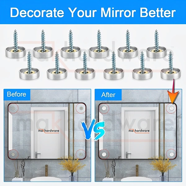 MAK HARDWARE S.S. Round Mirror Cap/Screws Cap Cover/Nails Decorative/Mirror Nail Decorative Cover - 25mm