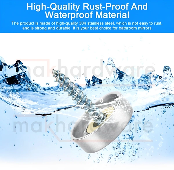 MAK HARDWARE S.S. Round Mirror Cap/Screws Cap Cover/Nails Decorative/Mirror Nail Decorative Cover - 25mm