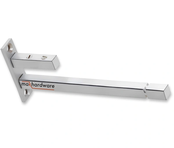 MAK HARDWARE Steel F Type Rectangle Glass Shelf  F Bracket 10 Inches 8 MM Silver - 10inch. Glass 8mm