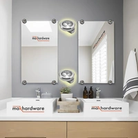 MAK HARDWARE Diamond HALF Mirror/Glass Holder Bracket Diamond Mirror DHABI, Polished Chrome - 6mm