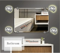 MAK HARDWARE Diamond HALF Mirror/Glass Holder Bracket Diamond Mirror DHABI, Polished Chrome - 6mm