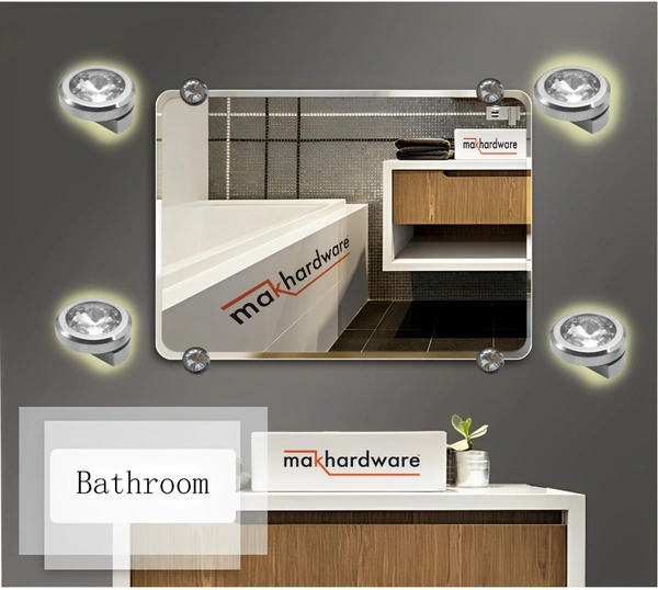 MAK HARDWARE Diamond HALF Mirror/Glass Holder Bracket Diamond Mirror DHABI, Polished Chrome - 6mm