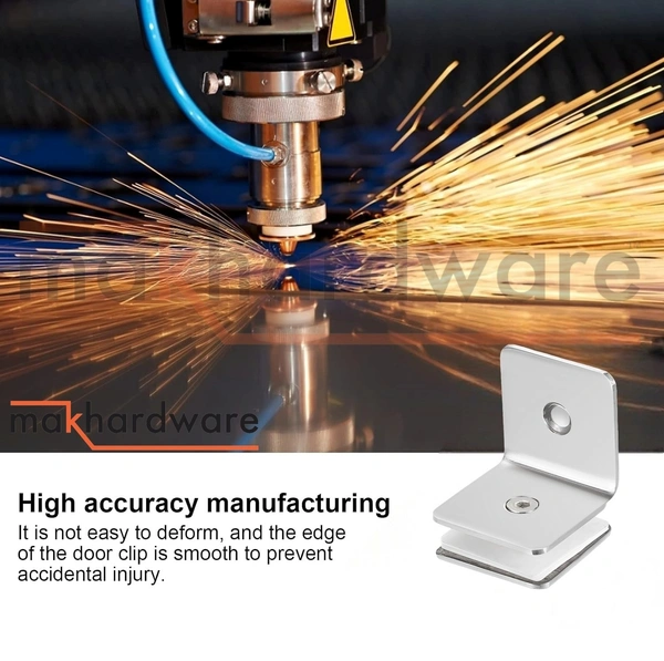 MAK HARDWARE L CONNECTOR Stainless Steel/ Wall to Glass Connector  | Stainless Steel L Connector Hinge for Normal & Toughened Glass Doors  90 Degree Square Frameless Glass Clamp Connector/Shower door Fixed Panel/Glass-to-Glass corner Clamp,for 8mm to 12 mm) Glass Thickness - 202 Grade