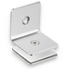 MAK HARDWARE L CONNECTOR Stainless Steel/ Wall to Glass Connector  | Stainless Steel L Connector Hinge for Normal & Toughened Glass Doors  90 Degree Square Frameless Glass Clamp Connector/Shower door Fixed Panel/Glass-to-Glass corner Clamp,for 8mm to 12 mm) Glass Thickness - 202 Grade