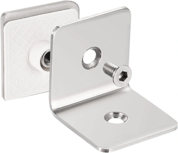 MAK HARDWARE L CONNECTOR Stainless Steel/ Wall to Glass Connector  | Stainless Steel L Connector Hinge for Normal & Toughened Glass Doors  90 Degree Square Frameless Glass Clamp Connector/Shower door Fixed Panel/Glass-to-Glass corner Clamp,for 8mm to 12 mm) Glass Thickness - 202 Grade