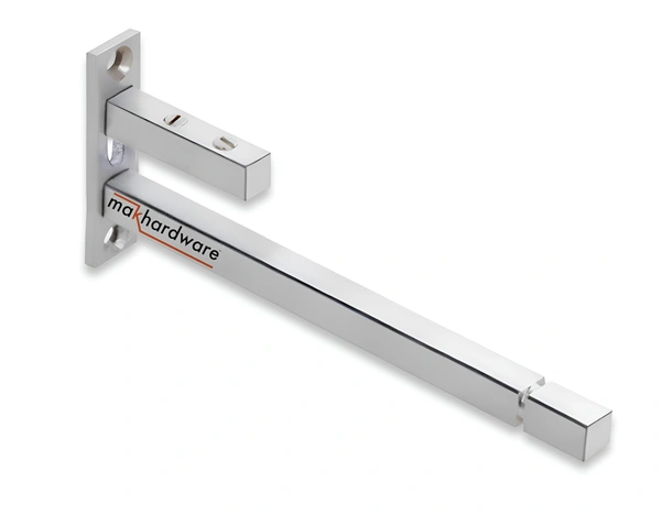 MAK HARDWARE Stainless Steel Glass Shelf Bracket F Type Square F BRACKET Shelf Bracket 4'' (Adjustable)  - 4 inch. ADJUSTABLE