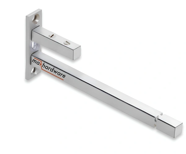 MAK HARDWARE Stainless Steel Glass Shelf Bracket F Type Square F BRACKET Shelf Bracket 6'' (Adjustable) - 6 inch. Adjustable