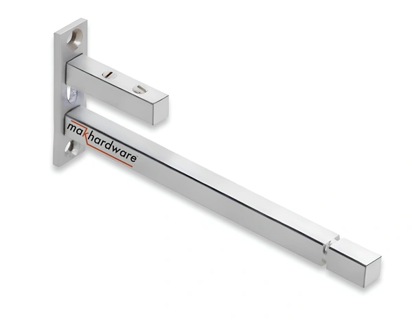 MAK HARDWARE Stainless Steel Glass Shelf Bracket F Type Square F BRACKET Shelf Bracket 8'' (Adjustable) - 8 inch ADJUSTABLE