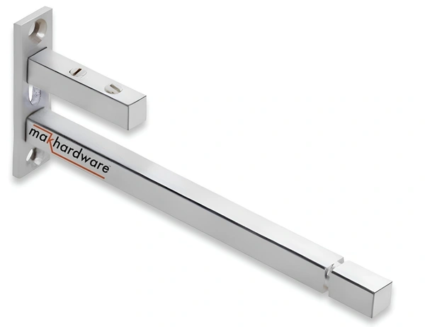 MAK HARDWARE Stainless Steel Glass Shelf Bracket F Type Square F BRACKET Shelf Bracket 10'' (Adjustable) - 10 inch. ADJUSTABLE