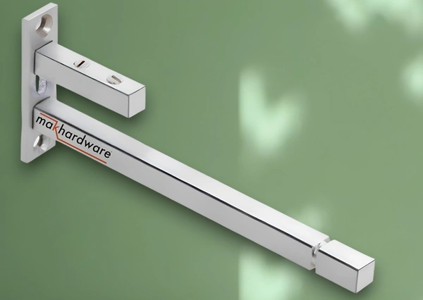 MAK HARDWARE Stainless Steel Glass Shelf Bracket F Type Square F BRACKET Shelf Bracket 10'' (Adjustable) - 10 inch. ADJUSTABLE