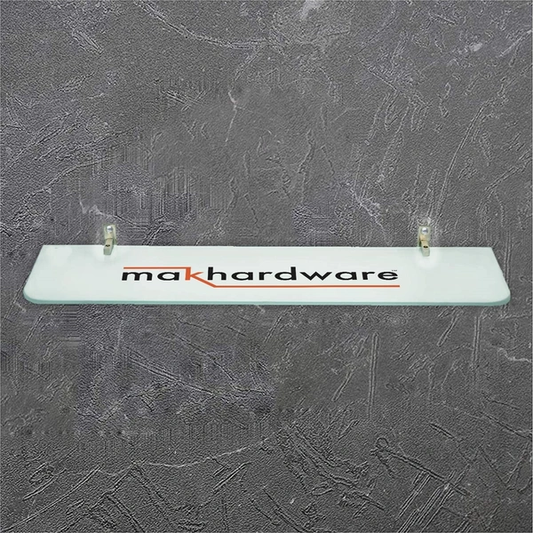 MAK HARDWARE Steel F Type Rectangle Glass Shelf  F Bracket 10 Inches 12 MM Silver - 10 inch. Glass Size 12mm