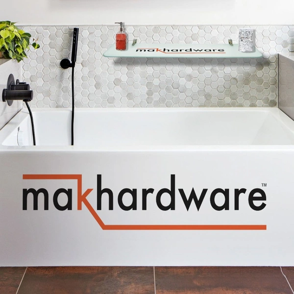 MAK HARDWARE Stainless Steel Glass Shelf Bracket F Type Square F BRACKET Shelf Bracket 8'' (Adjustable) - 8 inch ADJUSTABLE