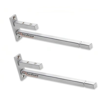 MAK HARDWARE Steel F Type Rectangle Glass Shelf  F Bracket 10 Inches 6 MM Silver - 10 inch. Glass Size 6mm