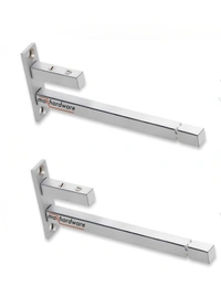 MAK HARDWARE Stainless Steel Glass Shelf Bracket F Type Square 6 Inches::8 mm 10.16cm X 5.08cm Shelf Bracket  (Stainless Steel) - 6 inch. Glass 8mm
