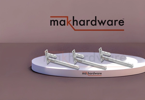 MAK HARDWARE Stainless Steel Glass Shelf Bracket F Type Square 6 Inches::8 mm 10.16cm X 5.08cm Shelf Bracket  (Stainless Steel) - 6 inch. Glass Size 6mm
