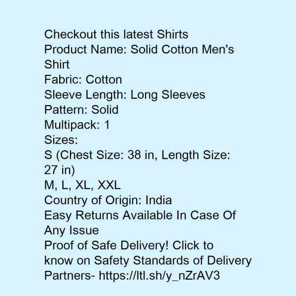 solid cotton mens shart. - s