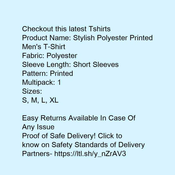 Stylish Polyester Printed Men's T-Shirt - xl