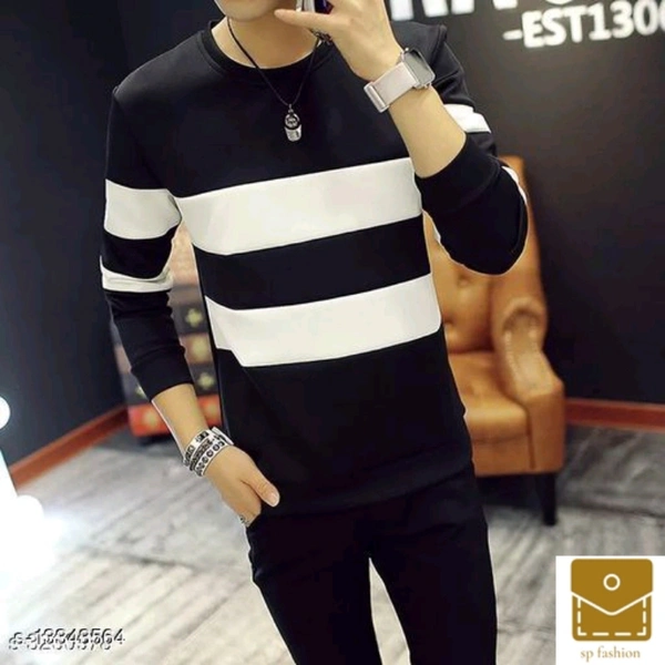 STF classical trendy color block full sleeve tshirt for men - l