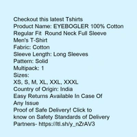 EYEBOGLER 100% Cotton Regular Fit  Round Neck Full Sleeve Men's T-Shirt* - m